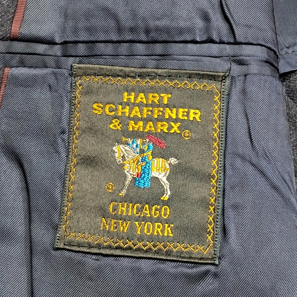 Hart Schaffner Marx Mens Pure Virgin Wool 2 Piece Suit Charcoal Gray 34x29